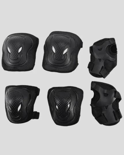 Black Skating Knee Wrist and Elbow Pads Set